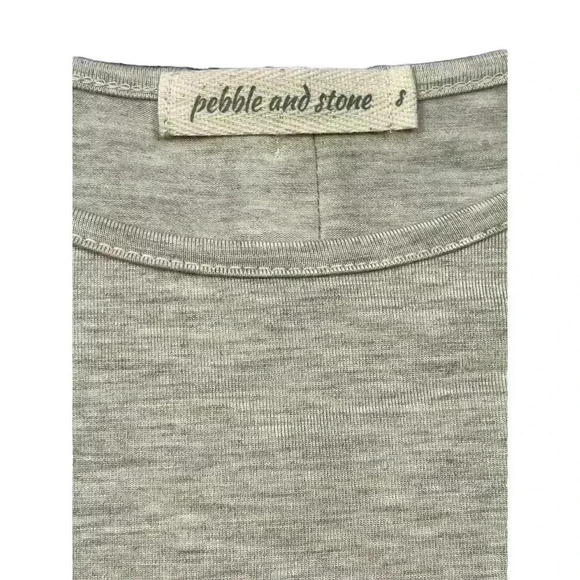 🌼 Anthropologie Pebble & Stone Pleated Hem Button-Back Top (Size Small) - Picture 3 of 4